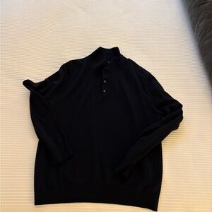 J. Crew Men's Dark Navy Merino Polo Sweater
